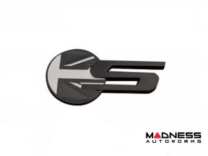 Jaguar Custom Emblem - S Sport - Satin Black Finish - Black/ Grey Union Jack